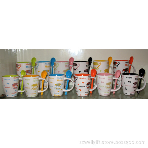 Ceramic Coffee Mug with Spoon Set